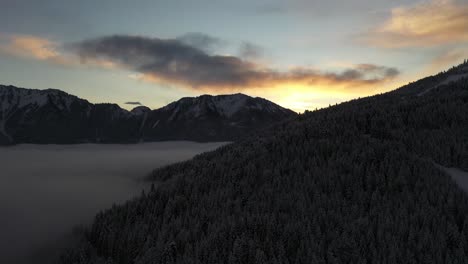 amazin sunrise in the french alpes with self of clouds