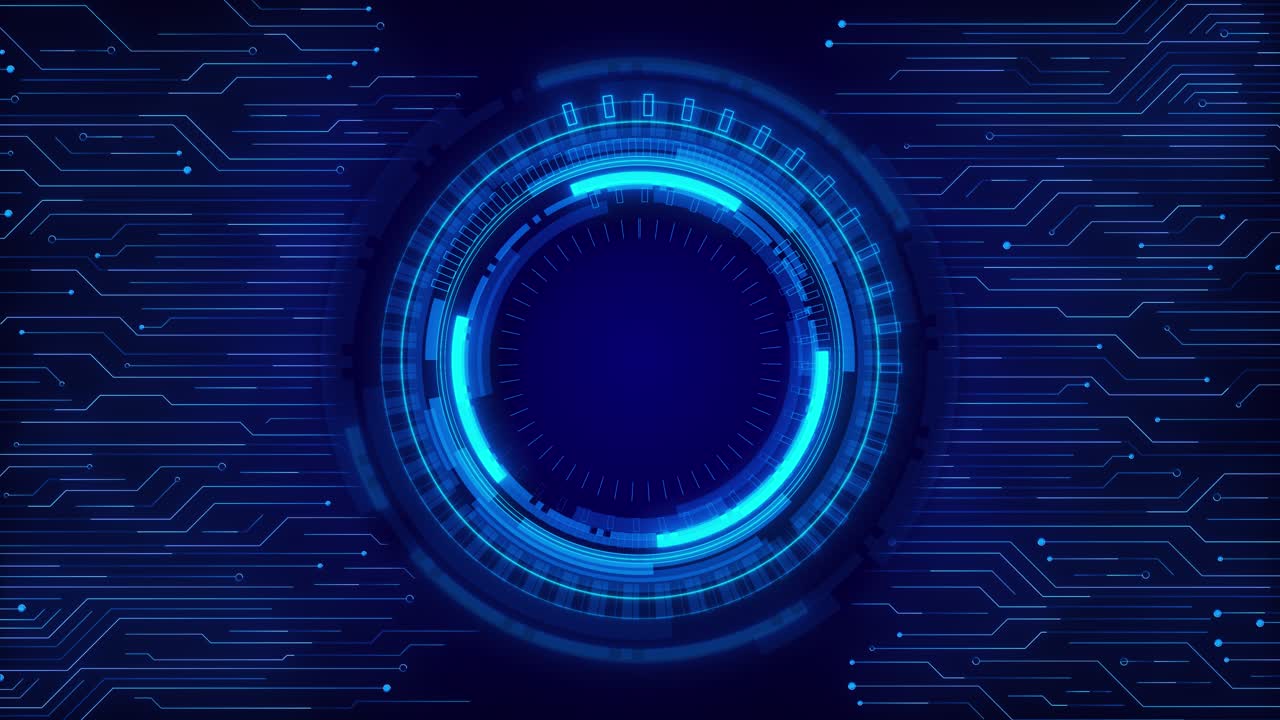 Futuristic animation digital hud interface combined electronic circuit board layout technology