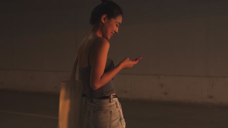 pretty woman using phone,4k