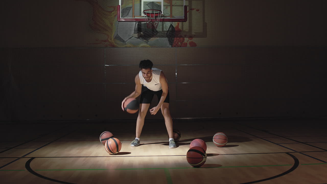 Young Man Dribbling Basketball