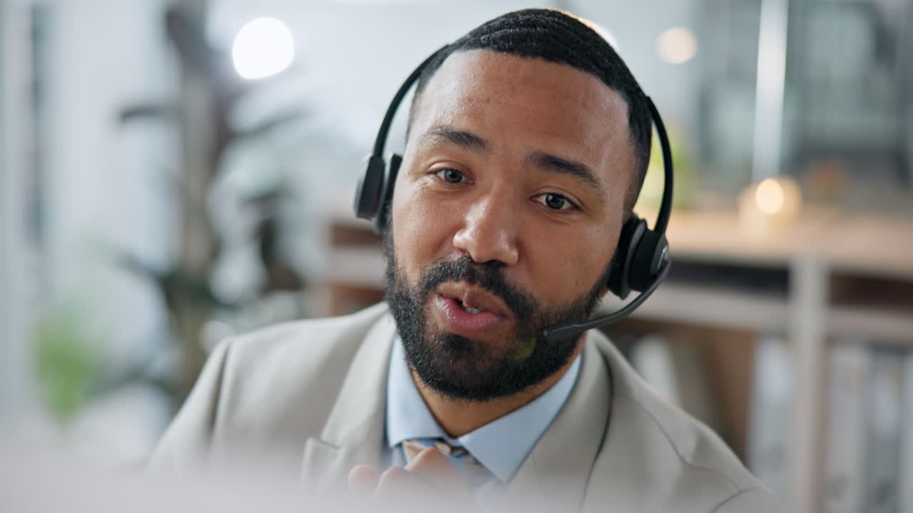 Happy businessman, face and consulting in call