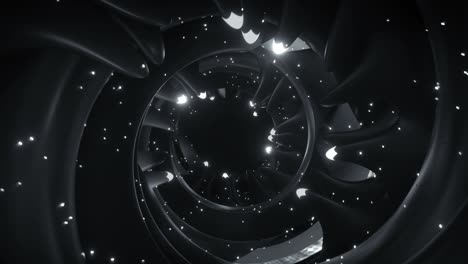 pasaje de ciencia ficción negro brillante 3d renderización de animación de bucle sin costuras