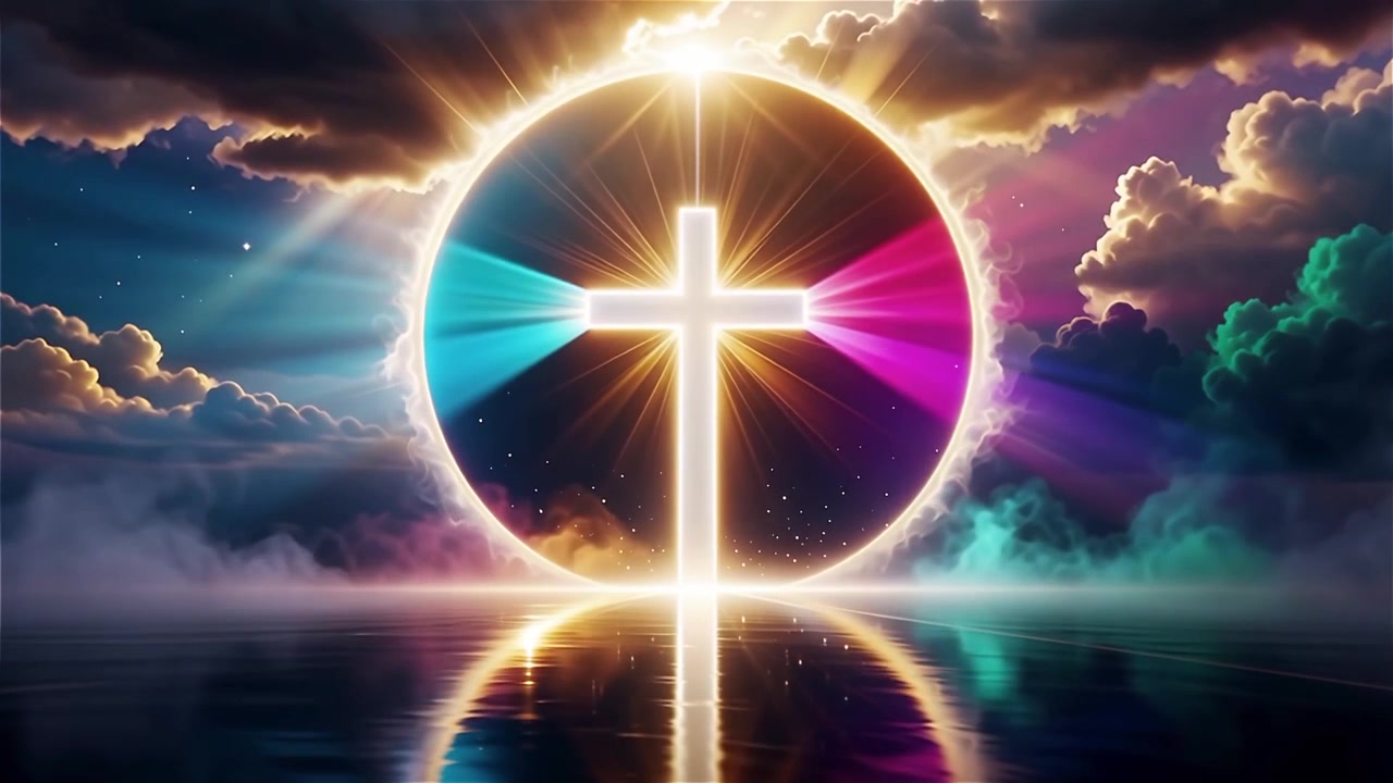 Christian Cross Heavenly Light Worship Background