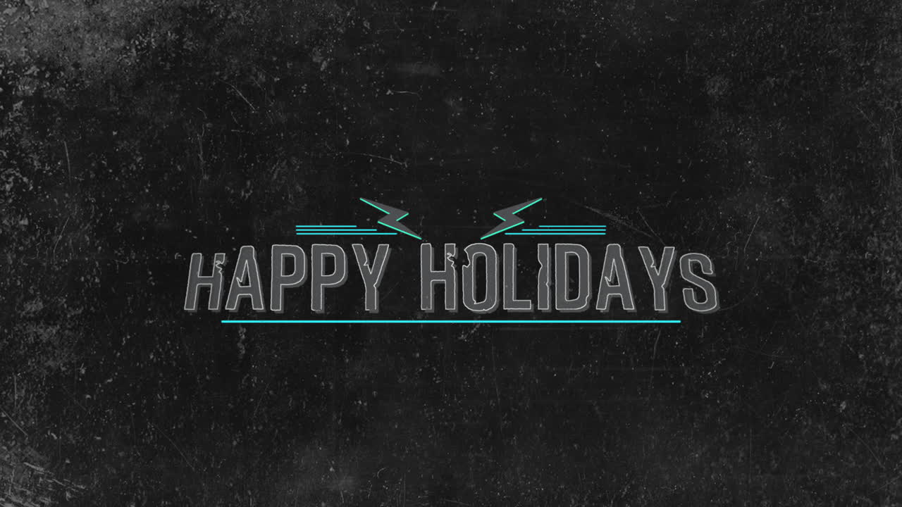 texto de introducción de animación felices fiestas en hipster negro y fondo grunge