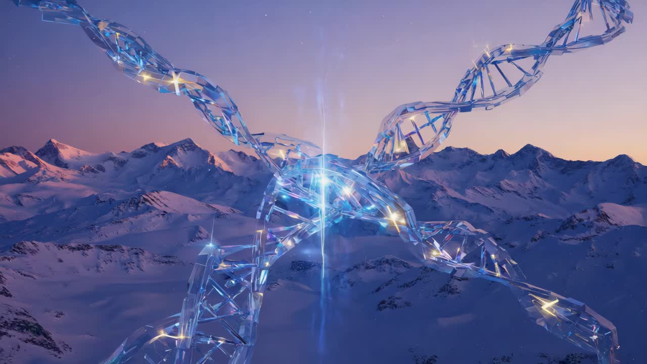 DNA Structure in Mountain Landscape
