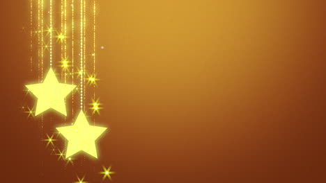 Radiant-golden-star-hanging-from-string-on-brown-background