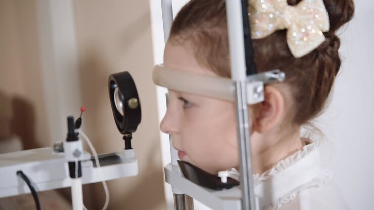 Child undergoing eye exam
