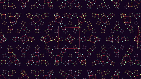 cuadrícula de puntos geométricos vibrantes un patrón colorido en un fondo oscuro
