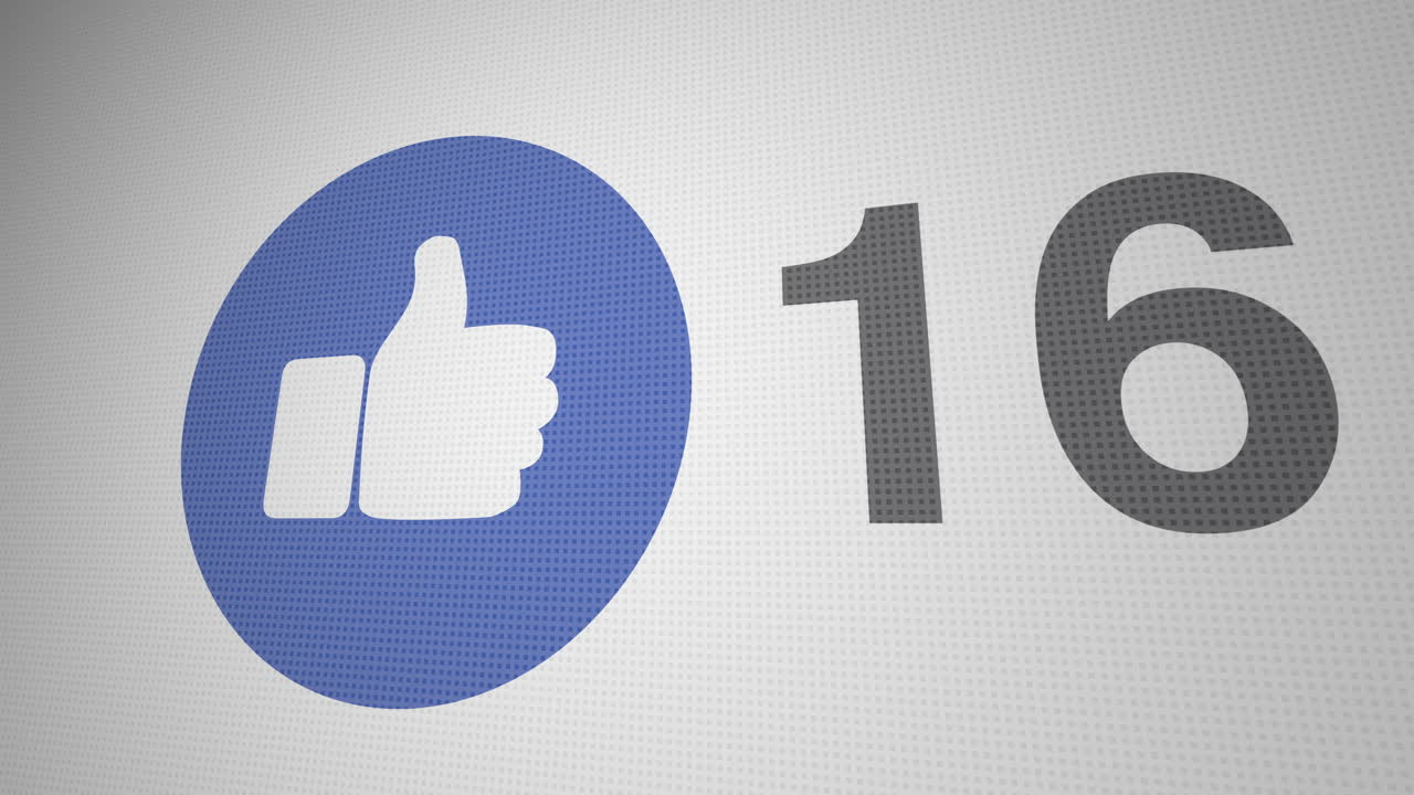 Social media THUMBS UP icon with increasing clicks counter animation