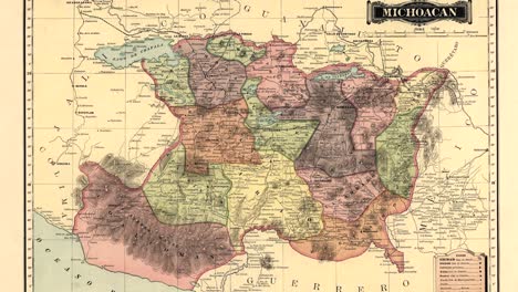 Alte-Karte-Des-Bundesstaates-Michoacan-In-Mexiko-Aus-Dem-19.-Jahrhundert