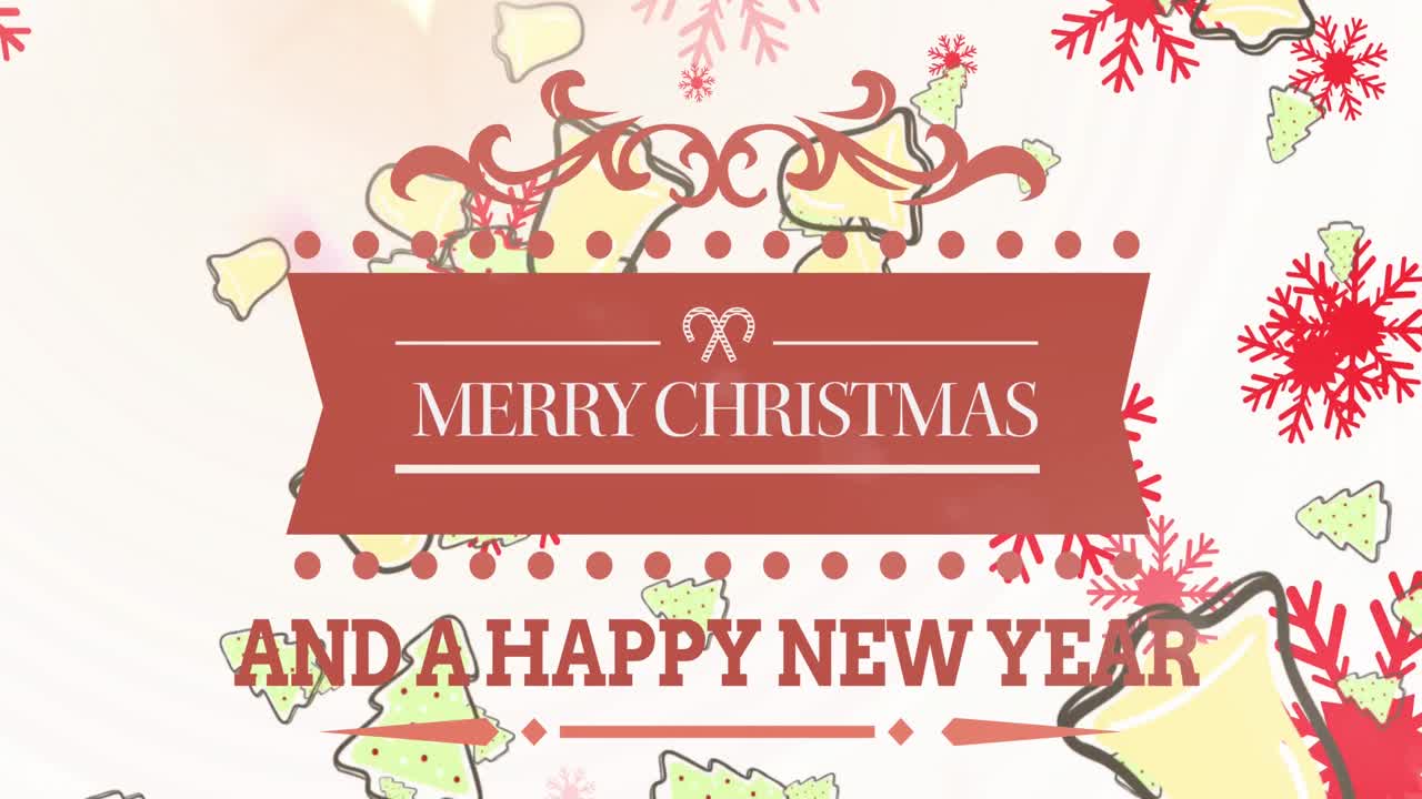 크리스마스 축하 문자의 애니메이션 크리스마스 장식 위에 텍스트