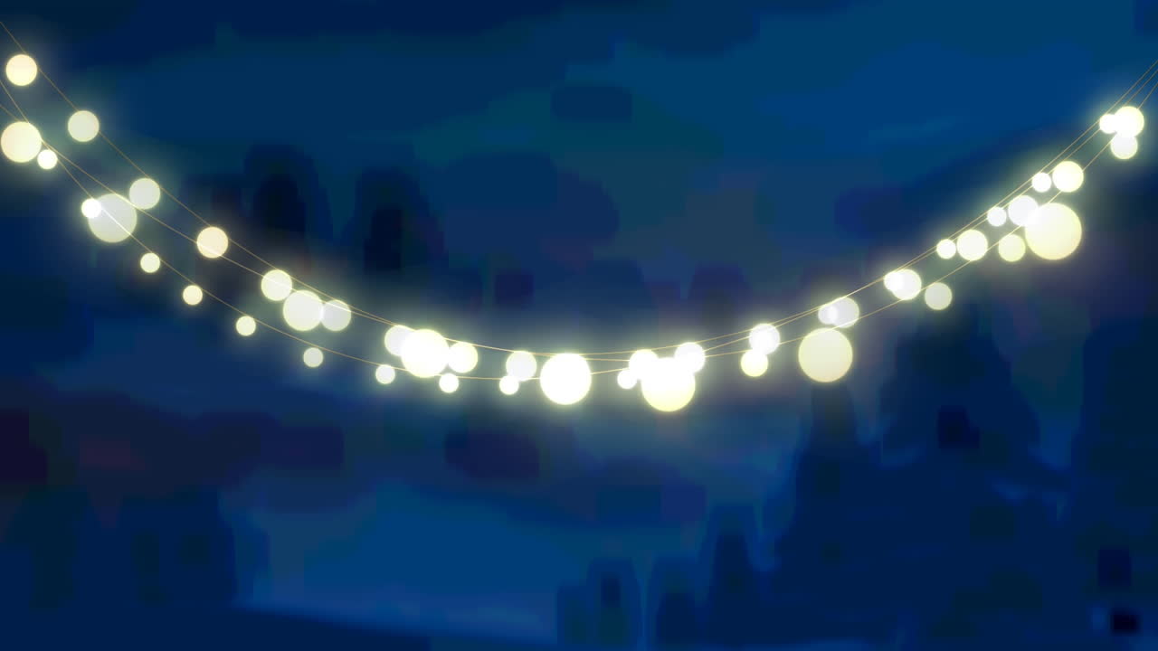 animación de luces de hadas brillantes sobre el paisaje de invierno