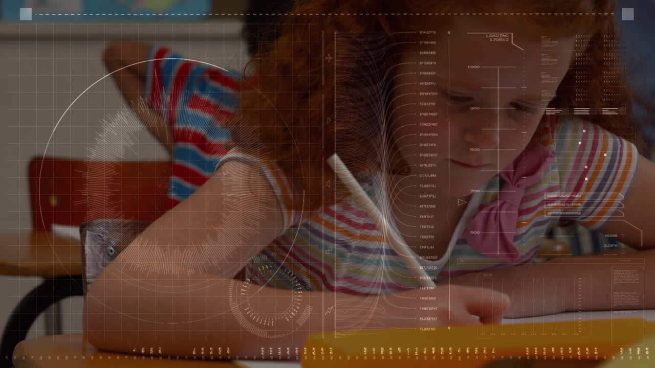 animación del procesamiento de datos sobre escolares en el aula