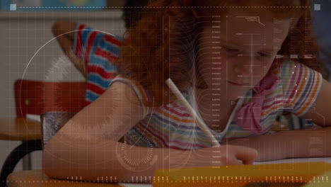 animación del procesamiento de datos sobre escolares en el aula