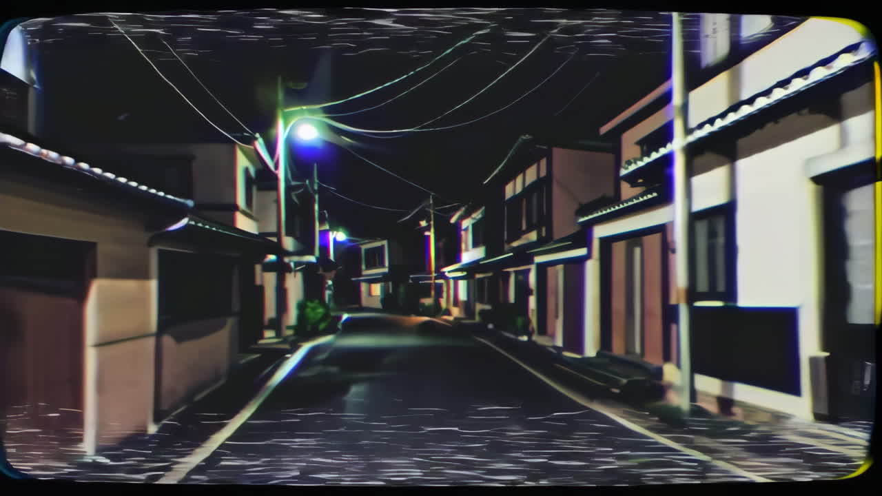 Night Alley in a Japanese Town with Retro Style