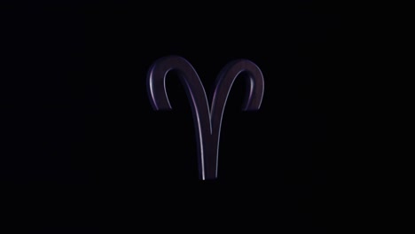 zodiac sign on black background. animation. 3d animation with textural shape of zodiac sign rotating on black background. zodiac symbol or sign of aries