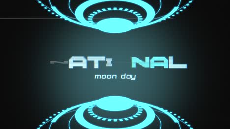 national moon day with neon futuristic shapes in spaceship