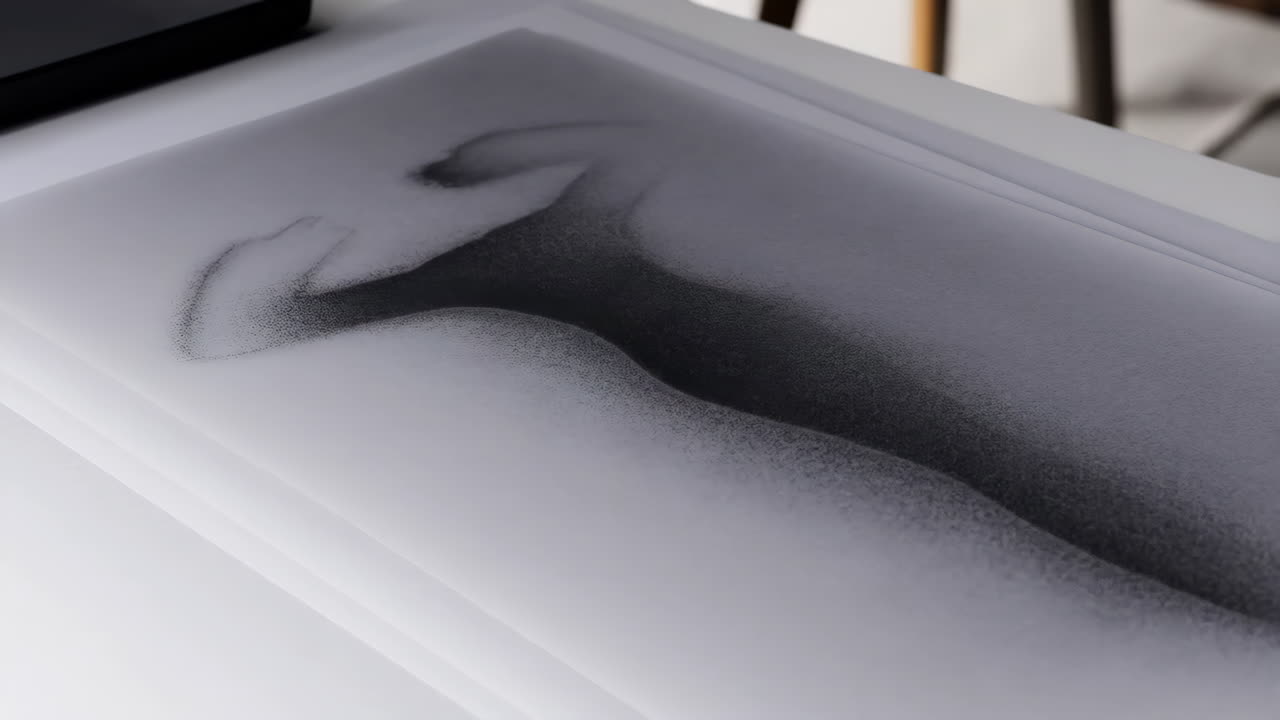 Abstract monochrome drawing of a human figure