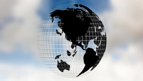 animation of globe spinning over clouds