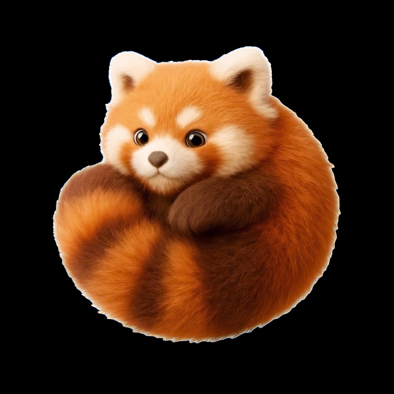 Animazione illustrata di un adorabile panda rosso peloso come risorsa isolata, video 4K trasparente, alpha