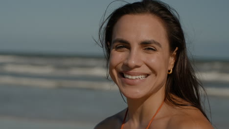 happy woman at the beach