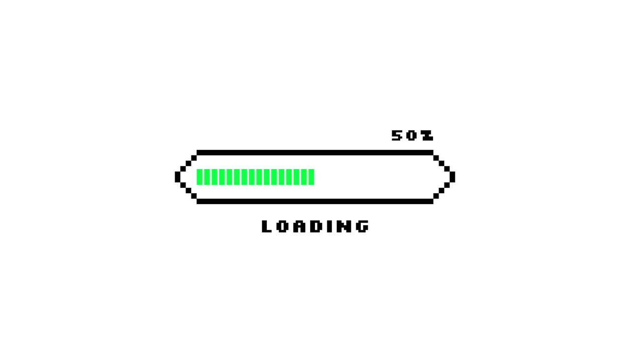 Pixel Art Loading Progress Bar Animation on White Background