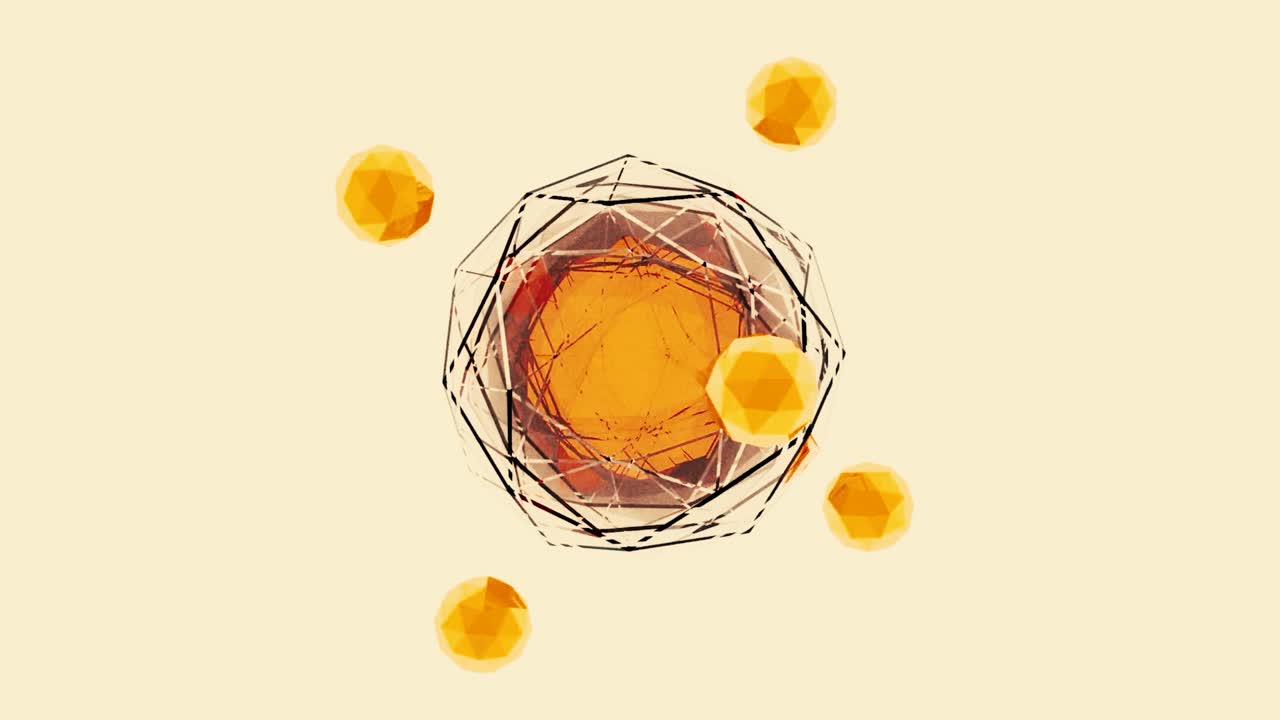 원자 및 전자의 3d 애니메이션, 시엄리스 루프, 설계, 생물학 및 화학 과학의 개념, 액션의 구형 입자