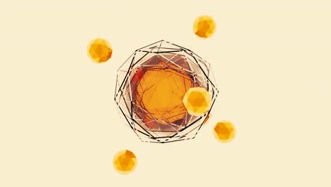 animación 3d de un átomo y electrones, bucle sin costuras. diseño. concepto de biología y ciencia química, partículas esféricas en acción