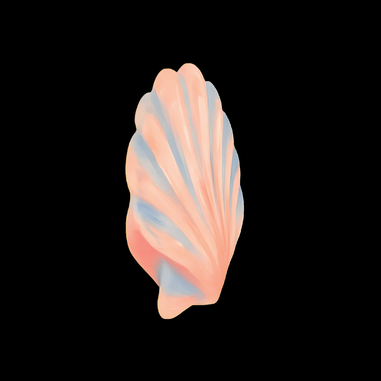 Pastel seashell animation isolated asset, transparent 4K video, alpha channel, ProRes 4444