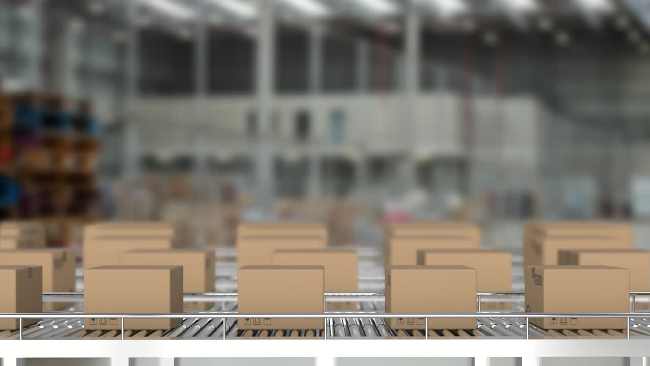 컨베이어 벨트 에 있는 패키지