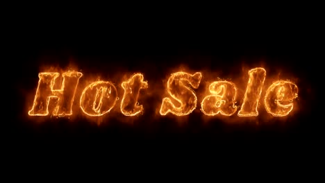 palabra de venta caliente animada ardiente ciclo de llama de fuego realista.