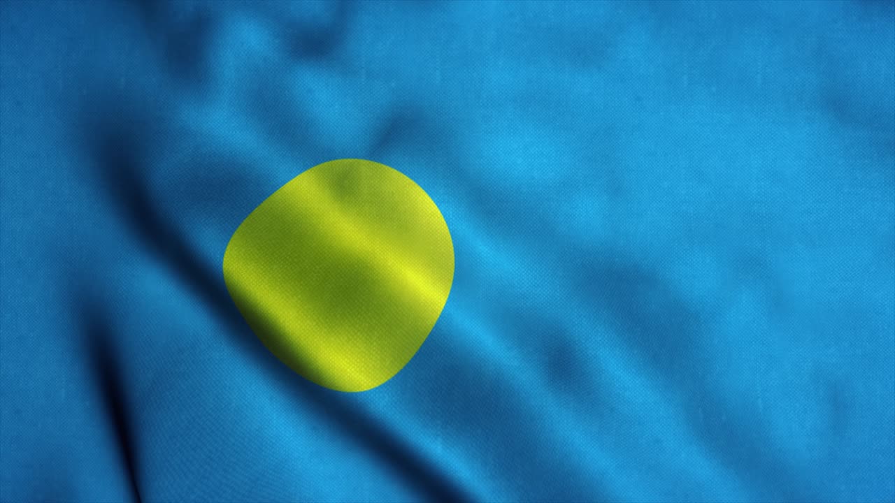 바람에 흔들리는 팔라우 발, 팔라우의 국기, 팔라우드의 표지, 없는 루프 애니메이션