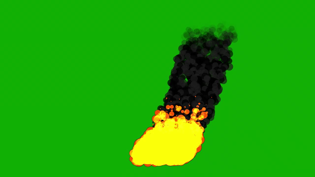 dibujos animados de fuego y humo con fondo de pantalla verde
