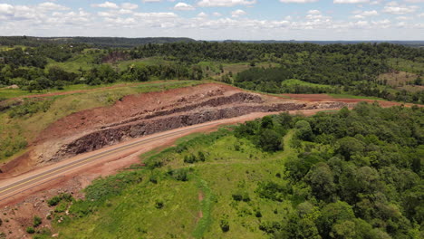 Aerial-view-of-a-jungle-road-with-rocks