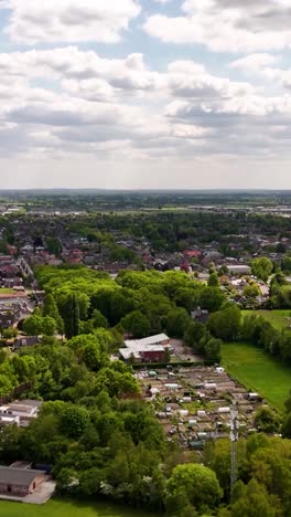 aerial view of a lush green town