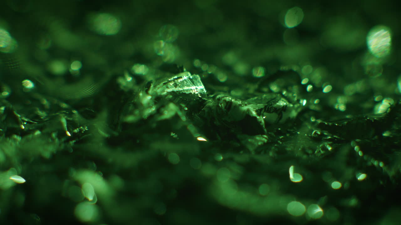 Emerald color metal fillings macro shot