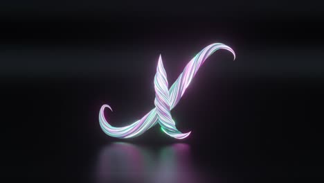 collection living alphabet. unique twisted letters. neon white color. letter x. 3d animation of seamless loop