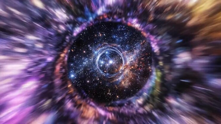 A Journey Through the Cosmos: Exploring the Vivid Colors and Dynamic Motion of a Cosmic Vortex as it Transports Us into the Depths of Space and Time