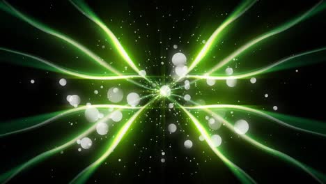 ondas de luz verdes y manchas blancas de luz