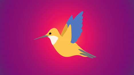 animación de un pájaro sobre un fondo púrpura
