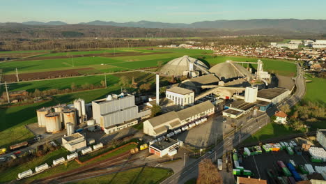 swiss salt works complex in möhlin on a clear sunny day