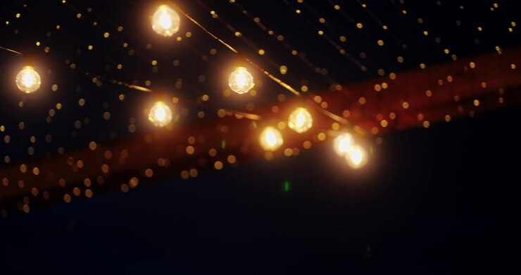 Ghirlanda di lampadine decorative luminose di notte