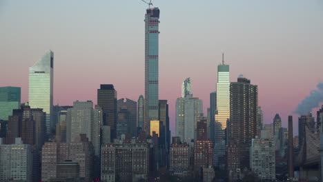 early morning shot of the new york city manhattan skyline