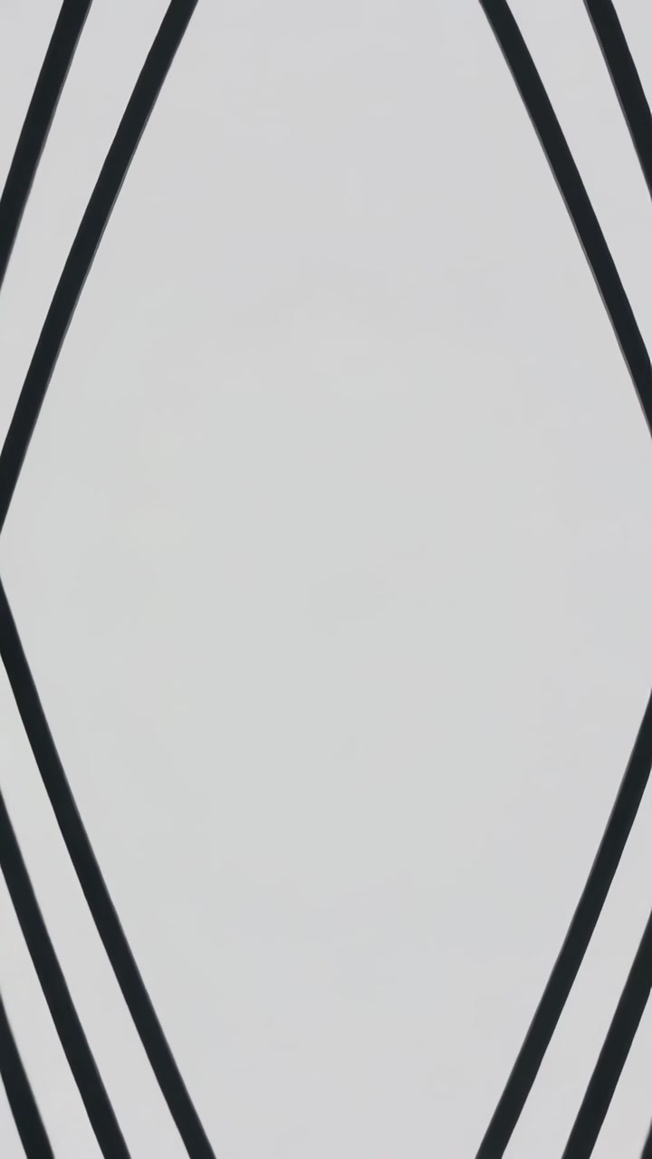 Vertical video: Starting centered black lines curving inward on gray backdrop, forming dense rings