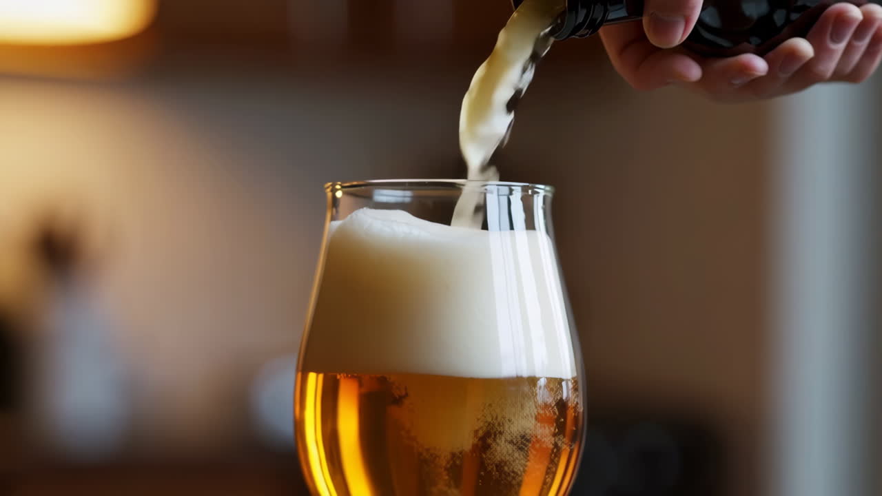 컵에 맥주를 부는 것