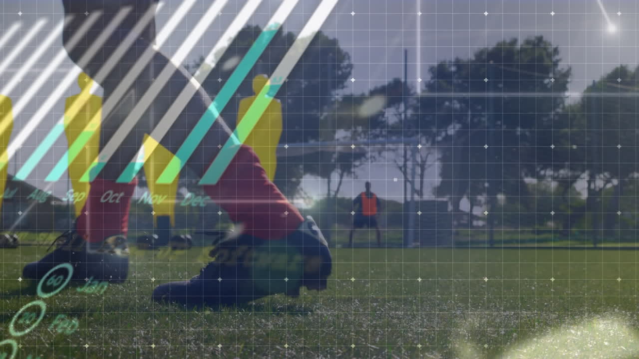 축구 선수에 대한 통계 및 데이터 처리의 애니메이션