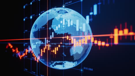 statistical graph and virtual earth with finance concept, 3d rendering.