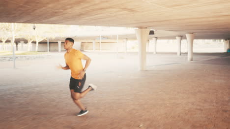 a sporty young man running outdoors