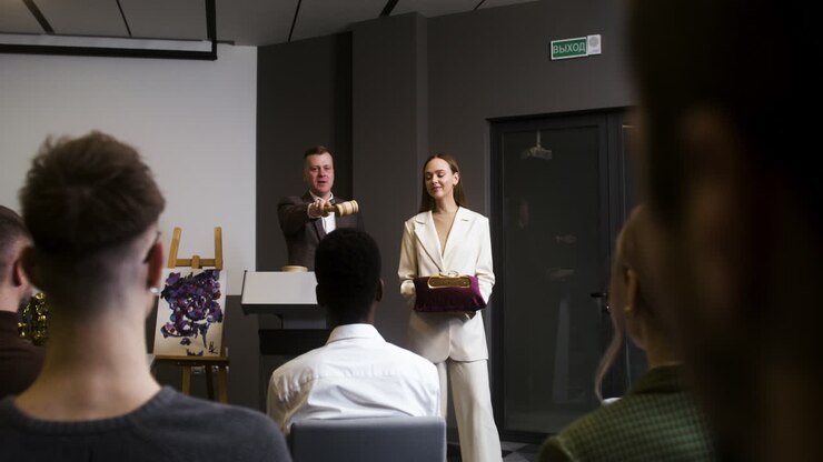 People in an art auction session