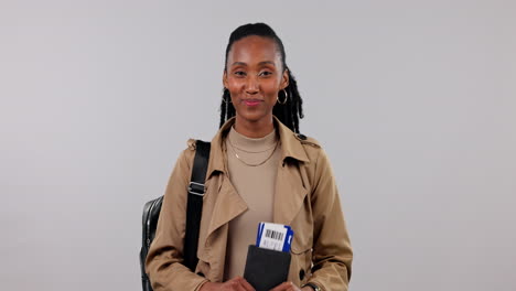 travel, plane ticket and black woman